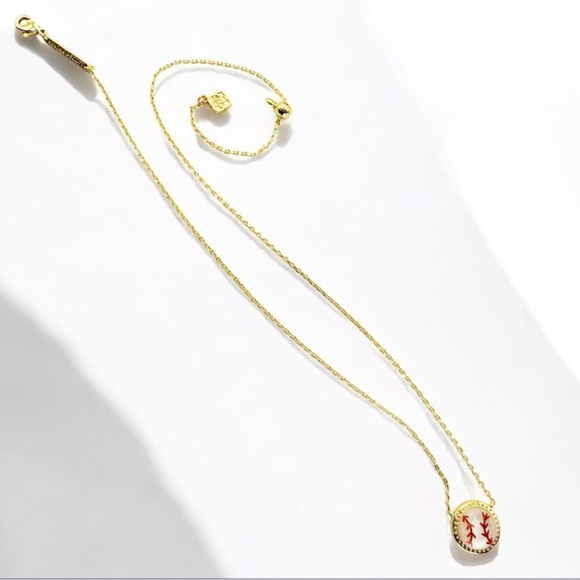 Kendra Scott Baseball Gold Short Pendant Necklace in Ivory Mother-of Pearl.NWOT - Picture 5 of 9